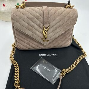 SOLD!!!Women's Saint Laurent Ysl quilted medium suede shoulder Bag made in Italy